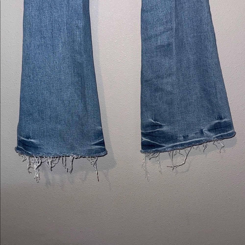 Vervet Denim Distressed Flare Jeans with Raw Hem - Picture 4 of 15